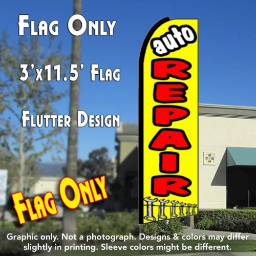 Auto Repair (Yellow)  Windless Advertising Feather Flag Only