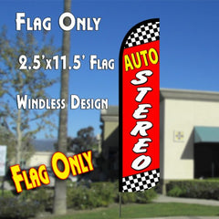 Auto Stereo (Checkered/Red)  Windless Advertising Feather Flag Only
