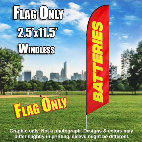 Batteries (Yellow/Red)  Windless Advertising Feather Flag Only