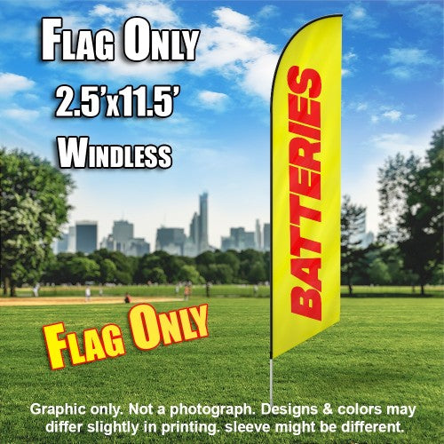 Batteries (Red/Yellow)  Windless Advertising Feather Flag Only