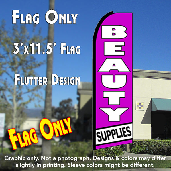 Beauty Supplies (Purple/White)  Windless Advertising Feather Flag Only