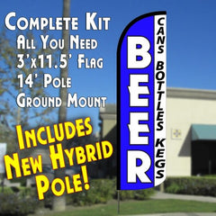 Beer (Cans, Bottles, Kegs)  Windless Advertising Feather Flag Kit  (Flag, Pole, & Ground Spike) 14 Feet Outdoor Flags
