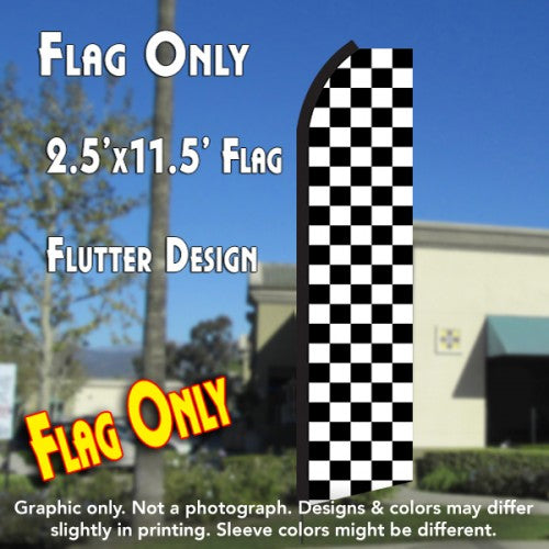 Checkered Black/White  Windless Advertising Feather Flag Only