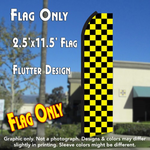 Checkered Black/Yellow  Windless Advertising Feather Flag Only