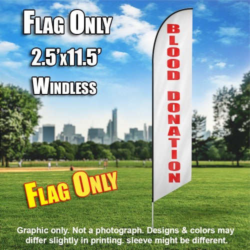 Blood Donation (Horizontal White/Red)  Windless Advertising Feather Flag Only