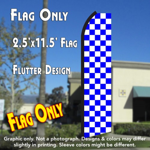 Checkered Blue/White  Windless Advertising Feather Flag Only