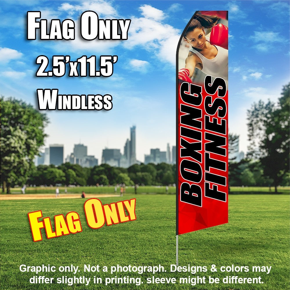 Boxing Fitness (Red/Horizontal Black Letters)   Windless Advertising Feather Flag Only
