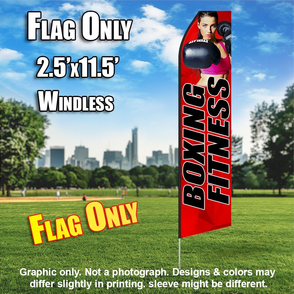 Boxing Fitness (Red/Black/Punching Forward)   Windless Advertising Feather Flag Only