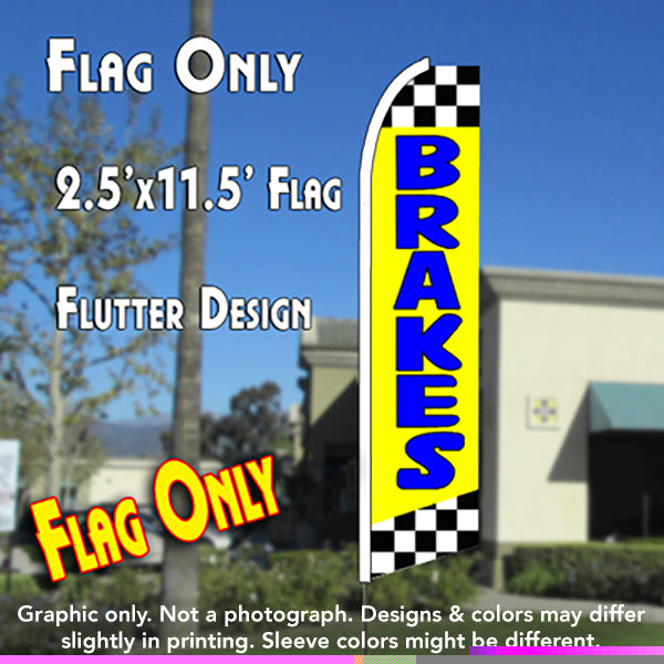 Brakes (Yellow/Checkered) Windless Advertising Feather Flag Only