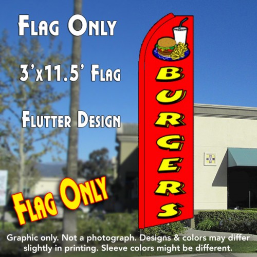Burgers (Red)  Windless Advertising Feather Flag Only