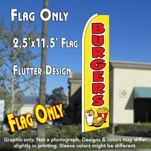 Burgers (Yellow) Windless Advertising Feather Flag Only
