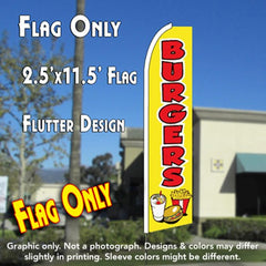 Burgers (Yellow) Windless Advertising Feather Flag Only
