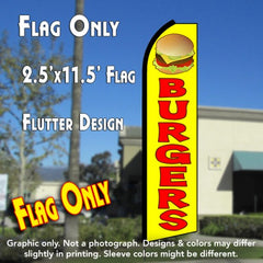 Burgers (Yellow/Red)  Windless Advertising Feather Flag Only