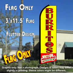 Burritos Hot Mexican Food (Yellow/Red)  Windless Advertising Feather Flag Only
