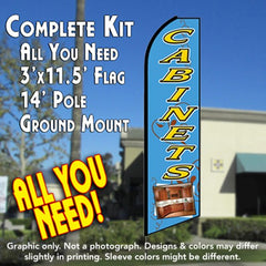Cabinets (Blue)  Windless Advertising Feather Flag Kit  (Flag, Pole, & Ground Spike) 14 Feet Outdoor Flags