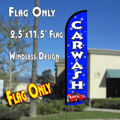 Car Wash (Blue/Bubbles)  Windless Advertising Feather Flag Only