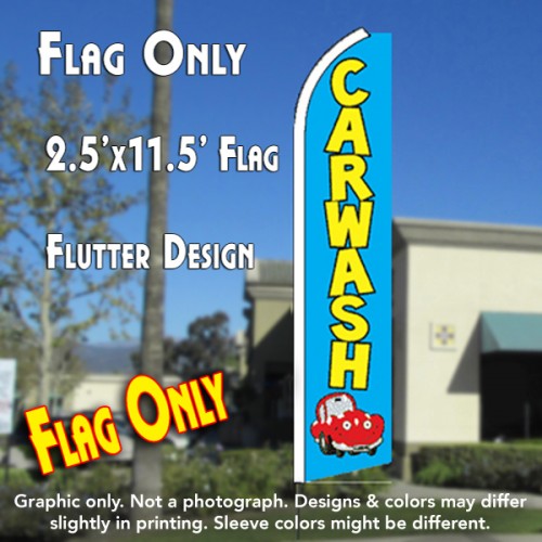 Car Wash (Blue/Car) Windless Advertising Feather Flag Only