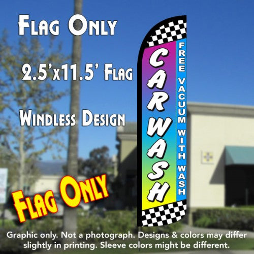 Car Wash (Free Vacuum)  Windless Advertising Feather Flag Only
