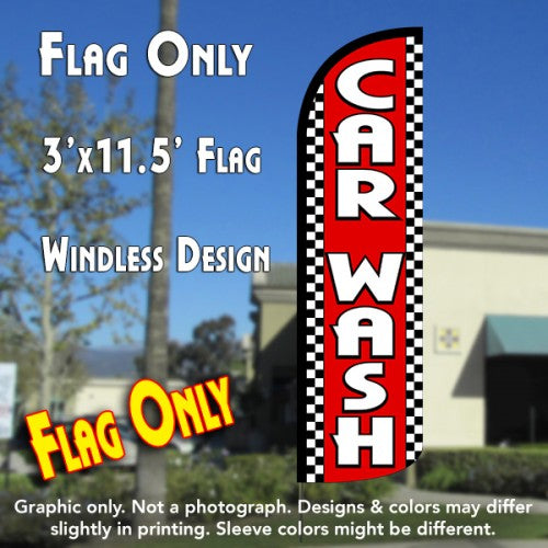 Car Wash (Red/Checkered)  Windless Advertising Feather Flag Only
