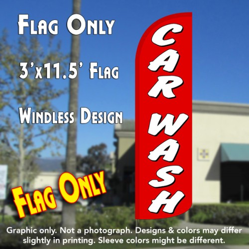 Car Wash (Red/White)  Windless Advertising Feather Flag Only
