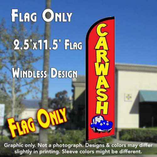 Car Wash (Red)  Windless Advertising Feather Flag Only