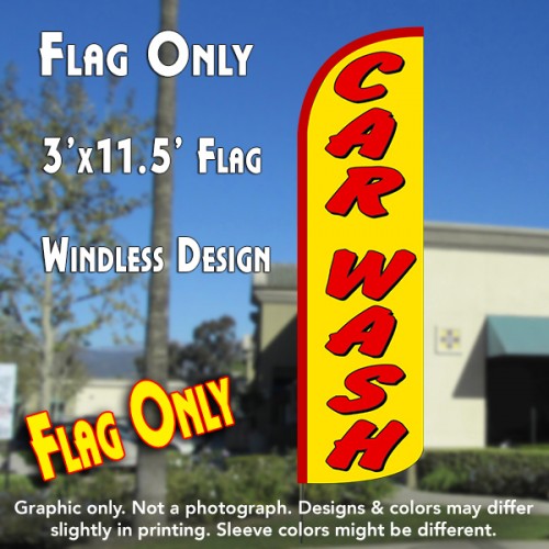 Car Wash (Yellow/Red)  Windless Advertising Feather Flag Only