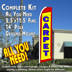 Carpet (Yellow/Red)   Windless Advertising Feather Flag Kit  (Flag, Pole, & Ground Spike) 14 Feet Outdoor Flags