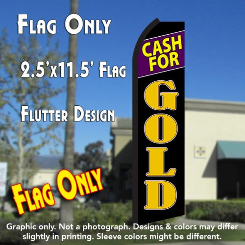 Cash For Gold (Black/Gold)  Windless Advertising Feather Flag Only