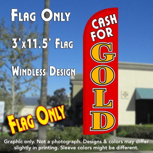 Cash For Gold (Red/Gold)  Windless Advertising Feather Flag Only