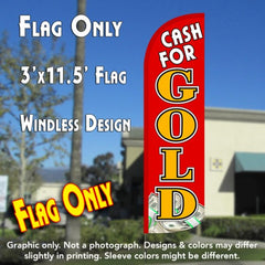 Cash For Gold (Red/Gold/$)  Windless Advertising Feather Flag Only