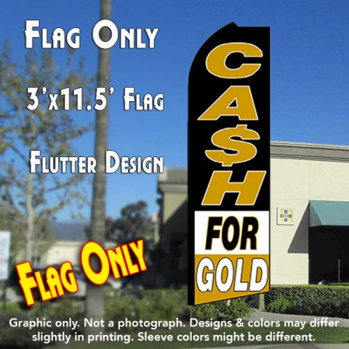 Cash For Gold (Black/White/Gold)  Windless Advertising Feather Flag Only