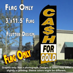 Cash For Gold (Black/White/Gold)  Windless Advertising Feather Flag Only