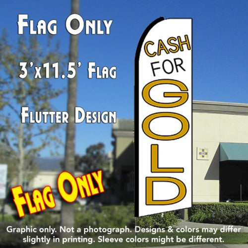 Cash For Gold (White)  Windless Advertising Feather Flag Only