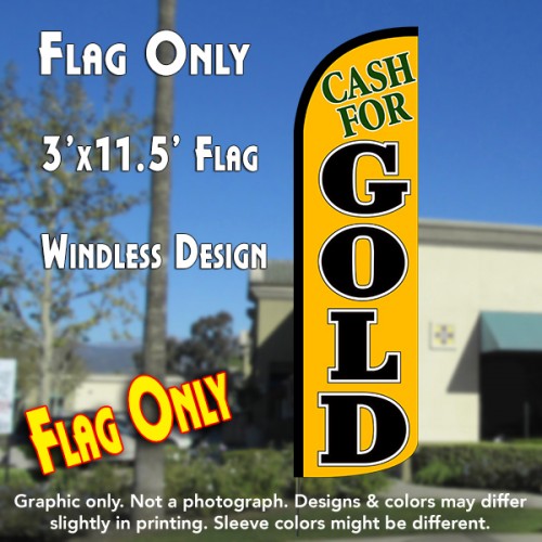 Cash For Gold (Yellow/Black)  Windless Advertising Feather Flag Only