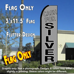 Cash For Silver (Gray)  Windless Advertising Feather Flag Only