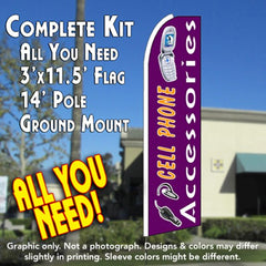Cell Phone Accessories (Purple)  Windless Advertising Feather Flag Kit  (Flag, Pole, & Ground Spike) 14 Feet Outdoor Flags