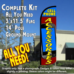 Cell Phone Accessories  Windless Advertising Feather Flag Kit  (Flag, Pole, & Ground Spike) 14 Feet Outdoor Flags