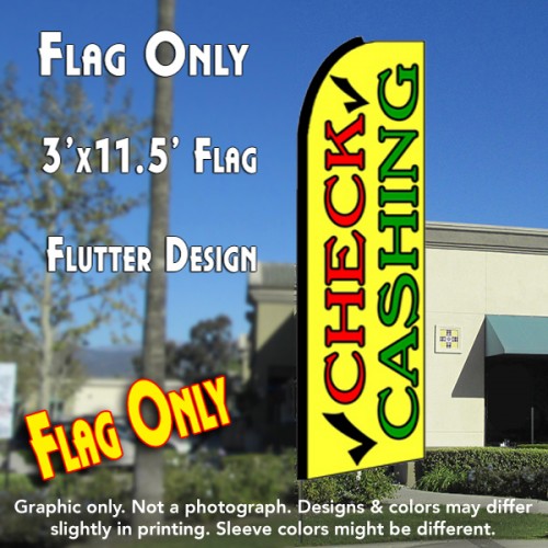 Check Cashing (Yellow)  Windless Advertising Feather Flag Only