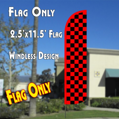 Checkered Red/Black  Windless Advertising Feather Flag Only