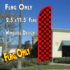 Checkered Red/Black  Windless Advertising Feather Flag Only