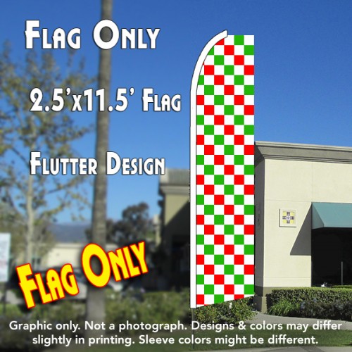 Checkered Red/White/Green Windless Advertising Feather Flag Only