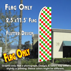 Checkered Red/White/Green Windless Advertising Feather Flag Only