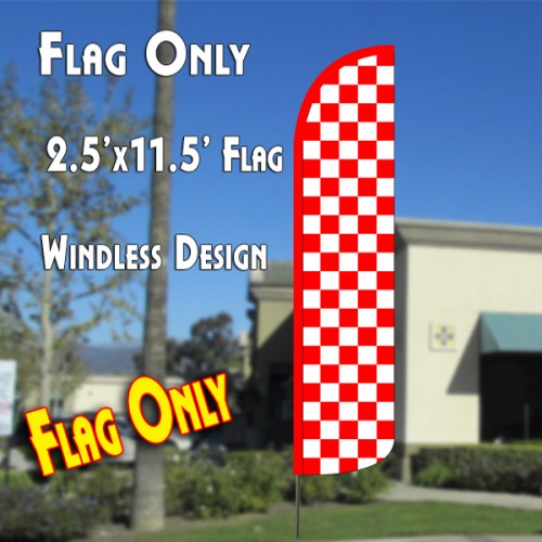 Checkered Red/White  Windless Advertising Feather Flag Only