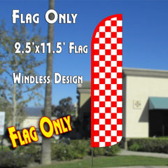 Checkered Red/White  Windless Advertising Feather Flag Only