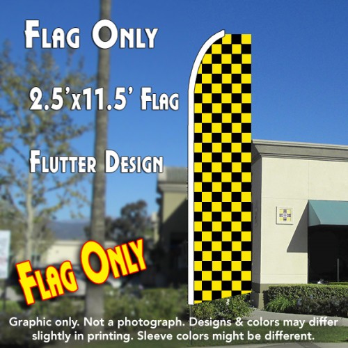 Checkered Yellow/Black  Windless Advertising Feather Flag Only