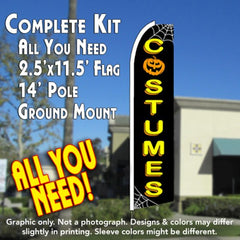 Costumes (Halloween)  Windless Advertising Feather Flag Kit  (Flag, Pole, & Ground Spike) 14 Feet Outdoor Flags