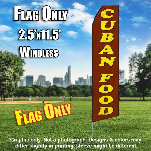 Cuban Food (Brown/Yellow Letters)   Windless Advertising Feather Flag Only