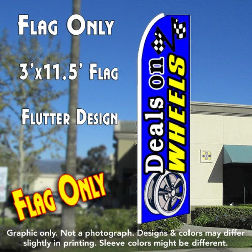 Deals On Wheels (Blue)  Windless Advertising Feather Flag Only