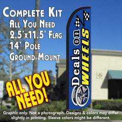 Deals On Wheels  Windless Advertising Feather Flag Kit  (Flag, Pole, & Ground Spike) 14 Feet Outdoor Flags