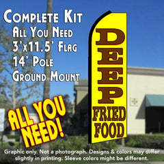 Deep Fried Foods  Windless Advertising Feather Flag Kit  (Flag, Pole, & Ground Spike) 14 Feet Outdoor Flags
